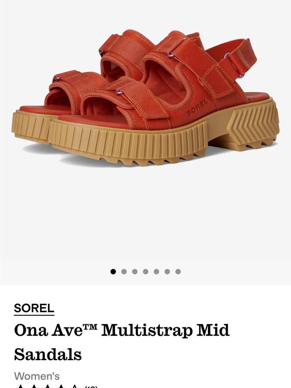 Sorel Ona Ave Multistrap Mid Sandals — Orange with Tan Lug Sole